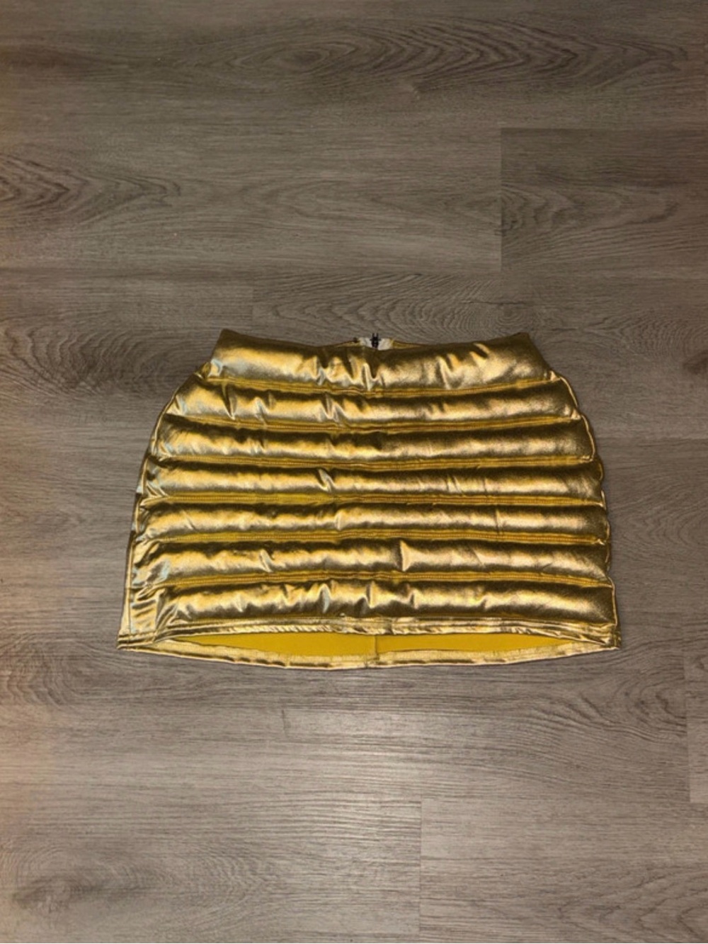 SHEIN Metallic Gold Quilted Mini Skirt